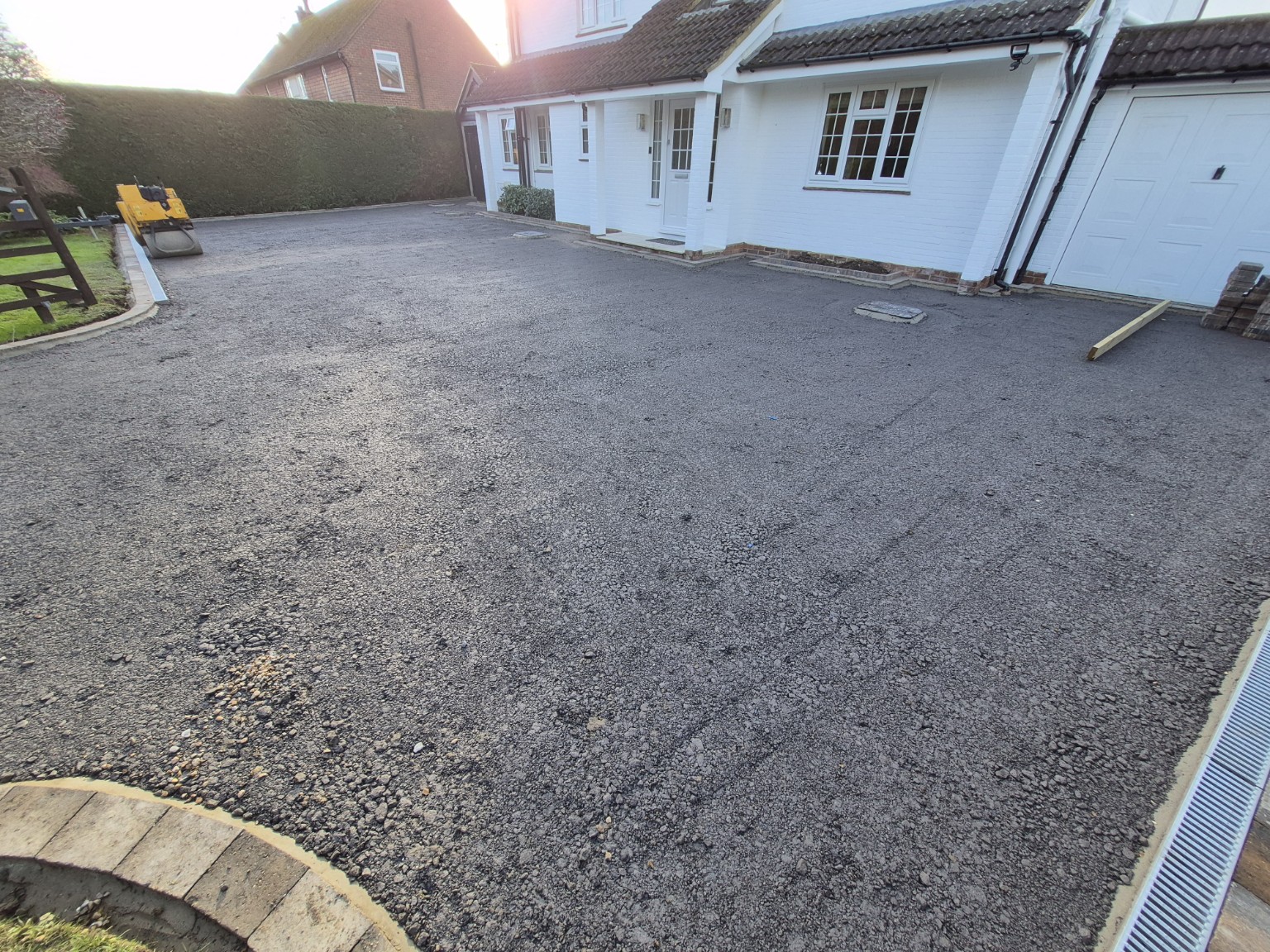 Prepared driveway base and drainage