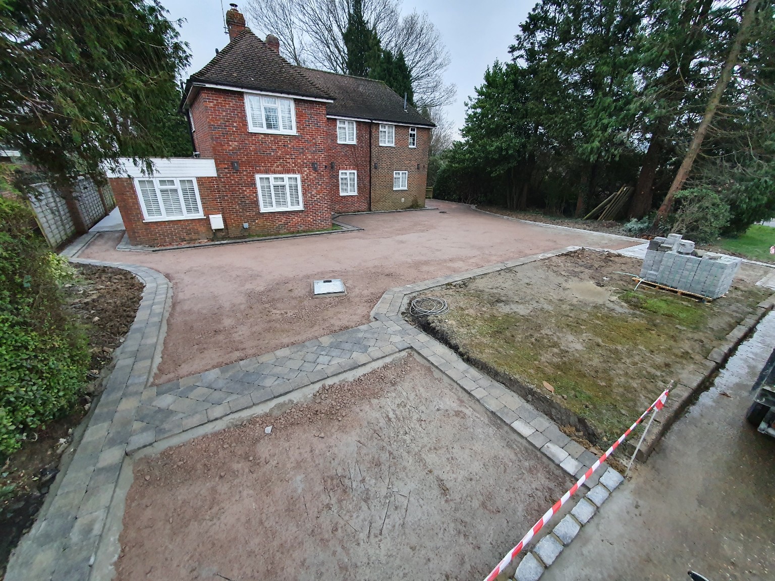 Driveway edging and base preparation