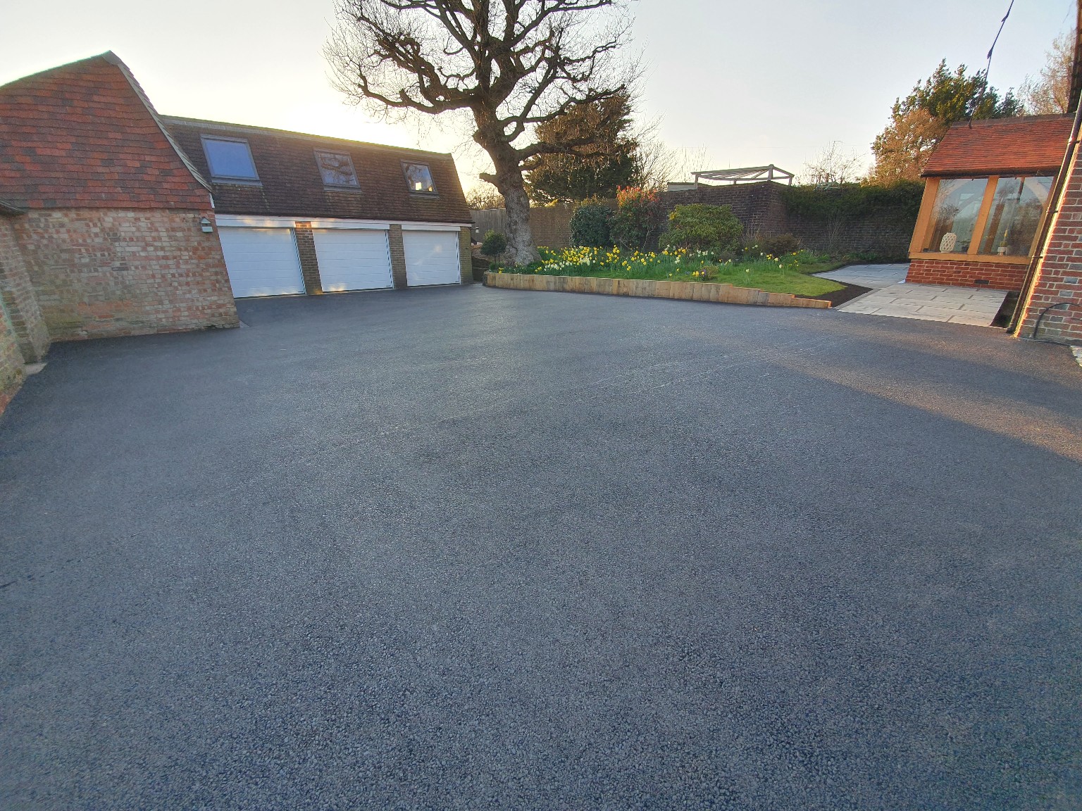 Finished tarmac driveway at country property
