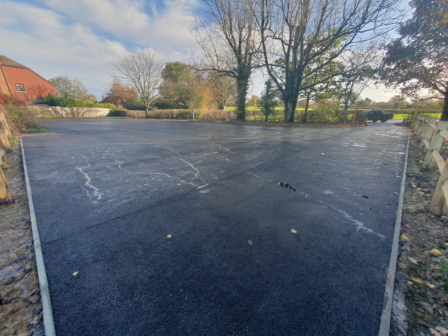 Large completed tarmac parking and surfacing area in East Sussex